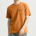 thumbnail image 2 of FRSASU Men's Pocket T-Shirt, Cool & Breathable Cotton Tees, Loose Fit Undershirts for Men Yellow, 2 of 8