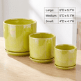 thumbnail image 3 of BUYMAX Plant Pots, 4+5+6 inch Pots for Indoor Plants,Ceramic Planter Pot with Drainage Hole,Flower Pots for Succulent Cactus,Set of 3 - Rainbow Pearl Glaze Green, 3 of 7
