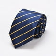 thumbnail image 4 of Riecok Dress Ties for Men Striped Classic Woven Formal Men Bowtie Party Wedding Neckwear Navy Free Size, 4 of 4