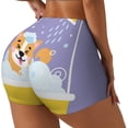 thumbnail image 2 of Wukai Corgi Washing in Bathtub Print Pack Biker Shorts for Women Yoga Workout Gym Running Scrunch Active Shorts-Large, 2 of 8