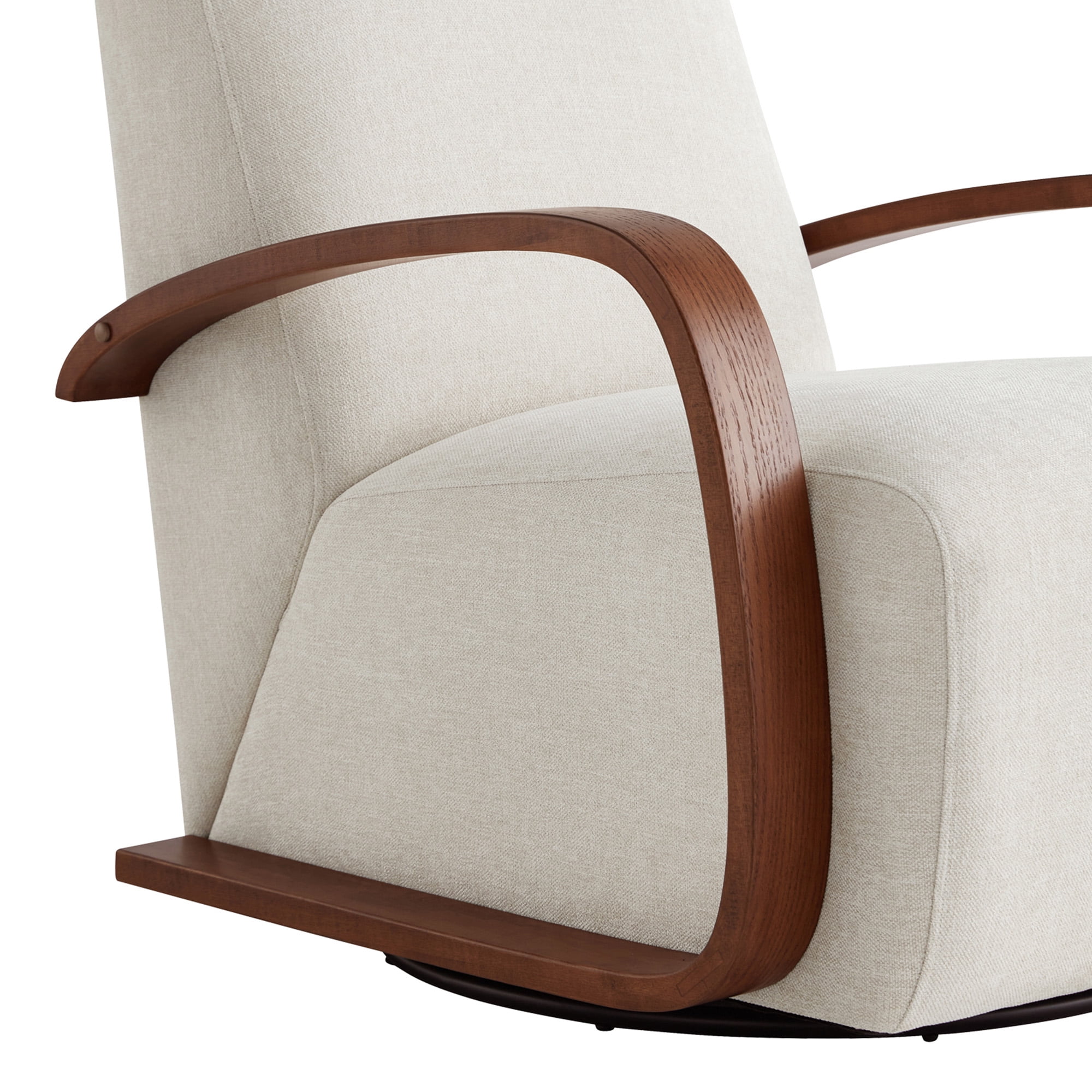 Spruce & Spring Modern Swivel Accent Chair with U-Shaped Wood Arms Single, Linen&Walnut