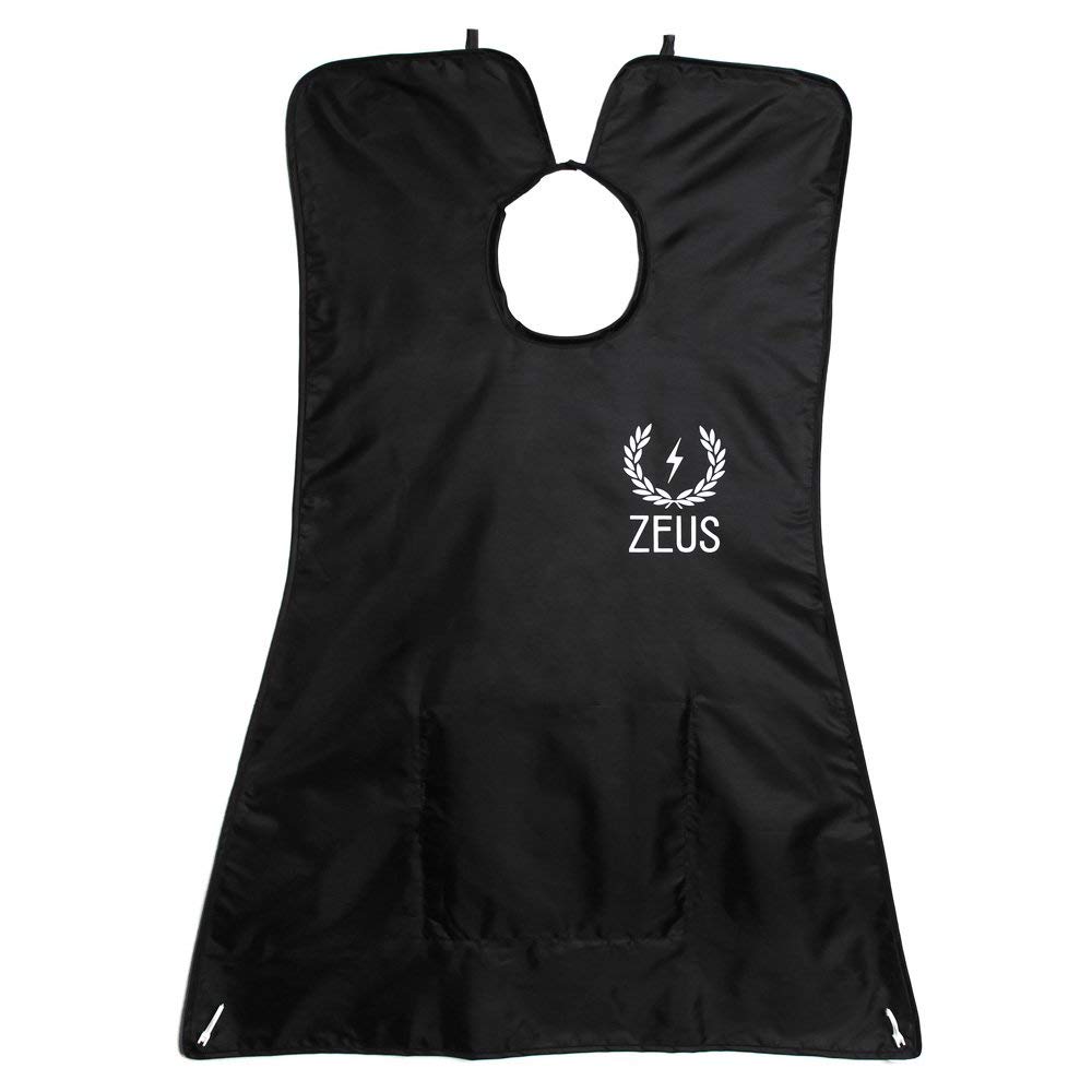 ZEUS facial hair trimming catcher beard apron for clean shaving, black