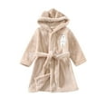 thumbnail image 1 of Hiiyo Big Boy's Flannel Bathrobe Bear Embroidery Warm Sleepwear Hooded Robe Homewear, 1 of 4
