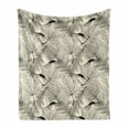 thumbnail image 1 of Botany Soft Flannel Fleece Throw Blanket, Detailed Skeleton of Leaves Autumnal Romantic Pattern, Cozy Plush for Indoor and Outdoor Use, 60" x 80", Ivory Taupe Grey, by Ambesonne, 1 of 6
