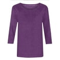 thumbnail image 6 of 3/4 Sleeve Tops For Women Summer Crew Neck Tunic Blosue Plain Classic Tees Shirts Regular Fitted T-Shirt Lounge Dressy Tee Workout Sport Yoga Blosues, 6 of 7