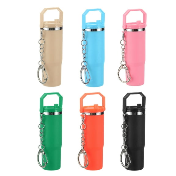 Uxcell Mini Cup Keychains, Lip Balm Holder Small Cup Mini Tumbler Key Chain Charm for Handbag Purse Multi-color