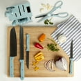 thumbnail image 2 of Basic Essentials 12 Piece Stainless Steel Kitchen Knife Set with Wood Block, Blue, 2 of 13