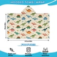 thumbnail image 2 of Beige Colorful Dinosaurs Pattern Hooded Bath Towel，50"x30" for Ages 3 To 12 Kids, Quick Dry Lightweight Soft Microfiber Hood Beach Towel Cover Up for Kids, 2 of 7