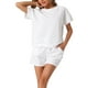thumbnail image 1 of INSPIRAR CHIC Conjuntos de Ropa de Casa para Mujeres, Camisetas de Manga Corta y Pantalones Cortos con Bolsillos, Conjuntos de Pijamas a Juego L Blanco, 1 of 6