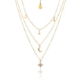 thumbnail image 1 of Collar Triple Dorado Mujer CYRA con Dijes de Luna y Estrellas, 1 of 3