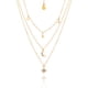 thumbnail image 1 of Collar Triple Dorado Mujer CYRA con Dijes de Luna y Estrellas, 1 of 3