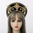 thumbnail image 4 of GRACEART Women Renaissance Tudor Headpiece Beads Chain Royal French Hood Coronet Tiara, 4 of 6