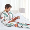 thumbnail image 4 of Wukai Music Lover Dinosaur Men's Long-Sleeve Pajama Set - Comfortable Sleepwear with Button-Down Shirt and Pants-Large, 4 of 6