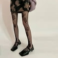 thumbnail image 4 of Vintage Peony Hollowed Out Pantyhose with Stretchy Waistband for Women Elegant Floral Mesh Tights Stockings, 4 of 19
