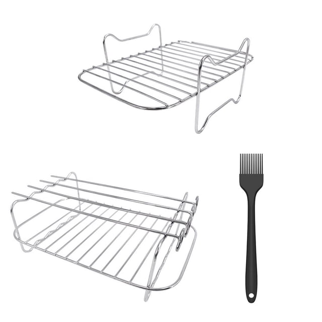 HLONK Double-Layer Air Fryer Rack Accessory for Oven Grilling Steaming and Dehydrating - Stainless Steel Construction with Enhanced Durability and Easy Cleaning
