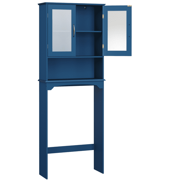 Renwick Free-Standing Toilet Storage Cabinet Bathroom Storage Rack with Open Shelf, Navy Blue