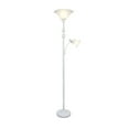thumbnail image 2 of Homestock Visions Torchiere Floor Lamp With Reading Light And Marble Glass Shades, White, 2 of 9