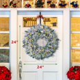 thumbnail image 5 of NALONE 24 Inch Snow-Kissed Christmas Wreath, Pre-Lit Artificial Christmas Wreaths with 40 LED Lights&Timer, Pine Cones and Pine Needles, Xmas Wreath for Front Door (Flocked), 5 of 9