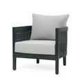 thumbnail image 2 of Felix Outdoor Patio Club Chair, Acacia Wood Wicker Armchair with Cushions, Black+Light Grey, 2 of 11