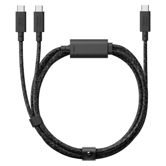 Native Union Belt Cable 2-in-1 - 6.5ft Multi-Device 140W Fast Charge - 2 USB-C Connectors (Cosmos)