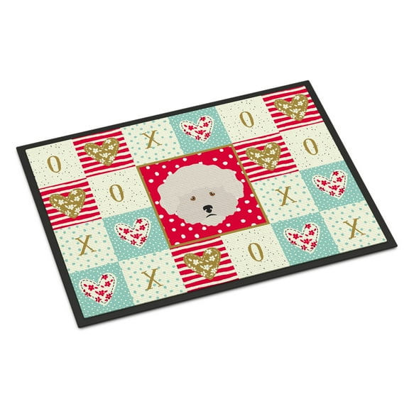 Carolines Treasures CK5185MAT Bichon Fris? Love Door Mat Indoor Rug or Outdoor Welcome Mat 18x27 Doormat 27"L x 18"W