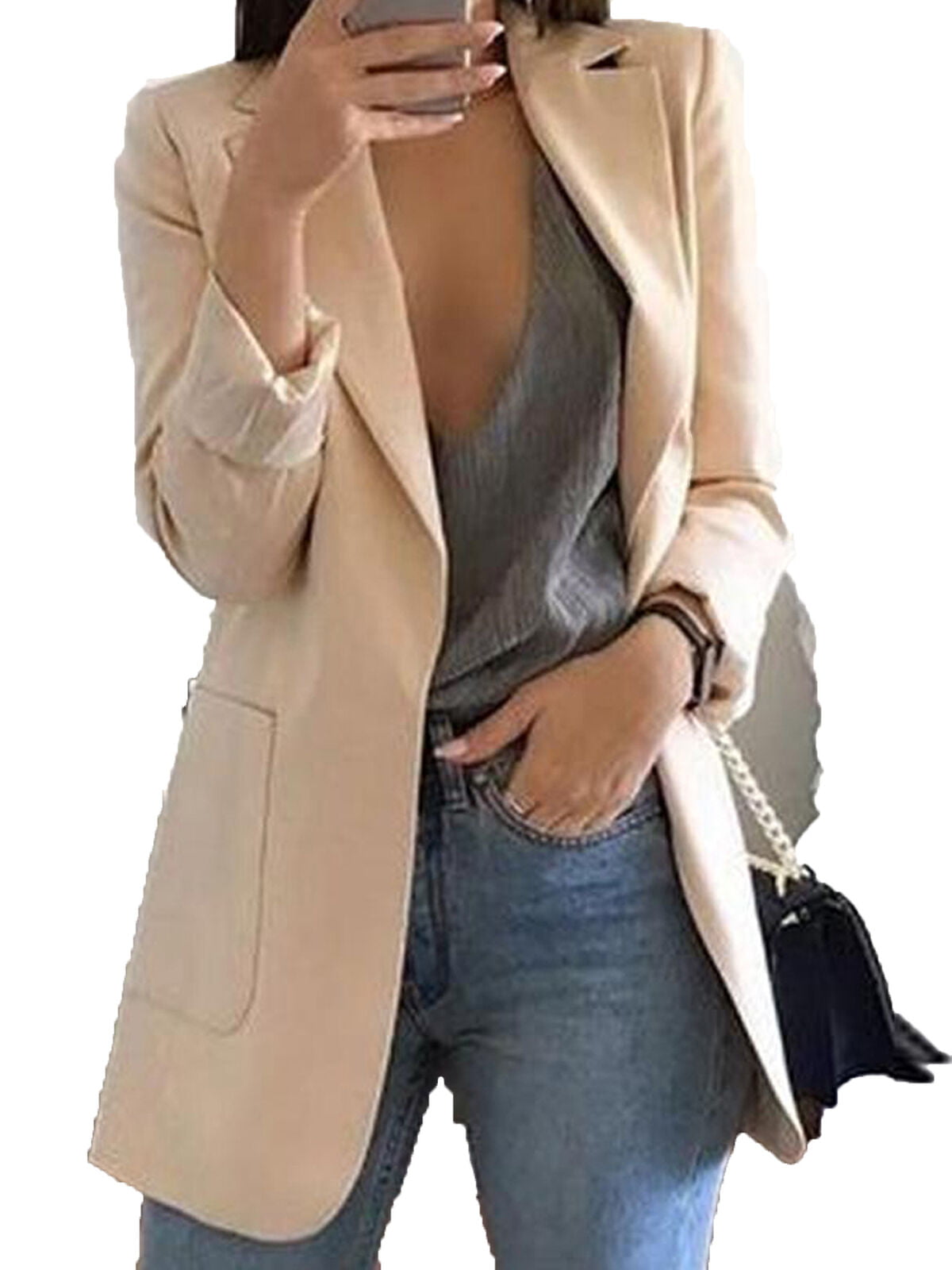 Women Formal Career Outwear Plus Size Top Casual Slim Suit Jacket Coat 