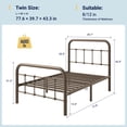thumbnail image 3 of Allewie Twin Size Metal Platform Bed Frame with Victorian Style Wrought Iron-Art Headboard/Footboard, Antique Gold, 3 of 6