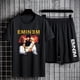 thumbnail image 3 of Eminem-Camiseta ajustada con estampado sombreado para hombre, pantalones cortos, traje deportivo de manga corta, camisetas informales de gran tamaño, pantalones cortos de Hip Hop, conjuntos de dos pie, 3 of 4