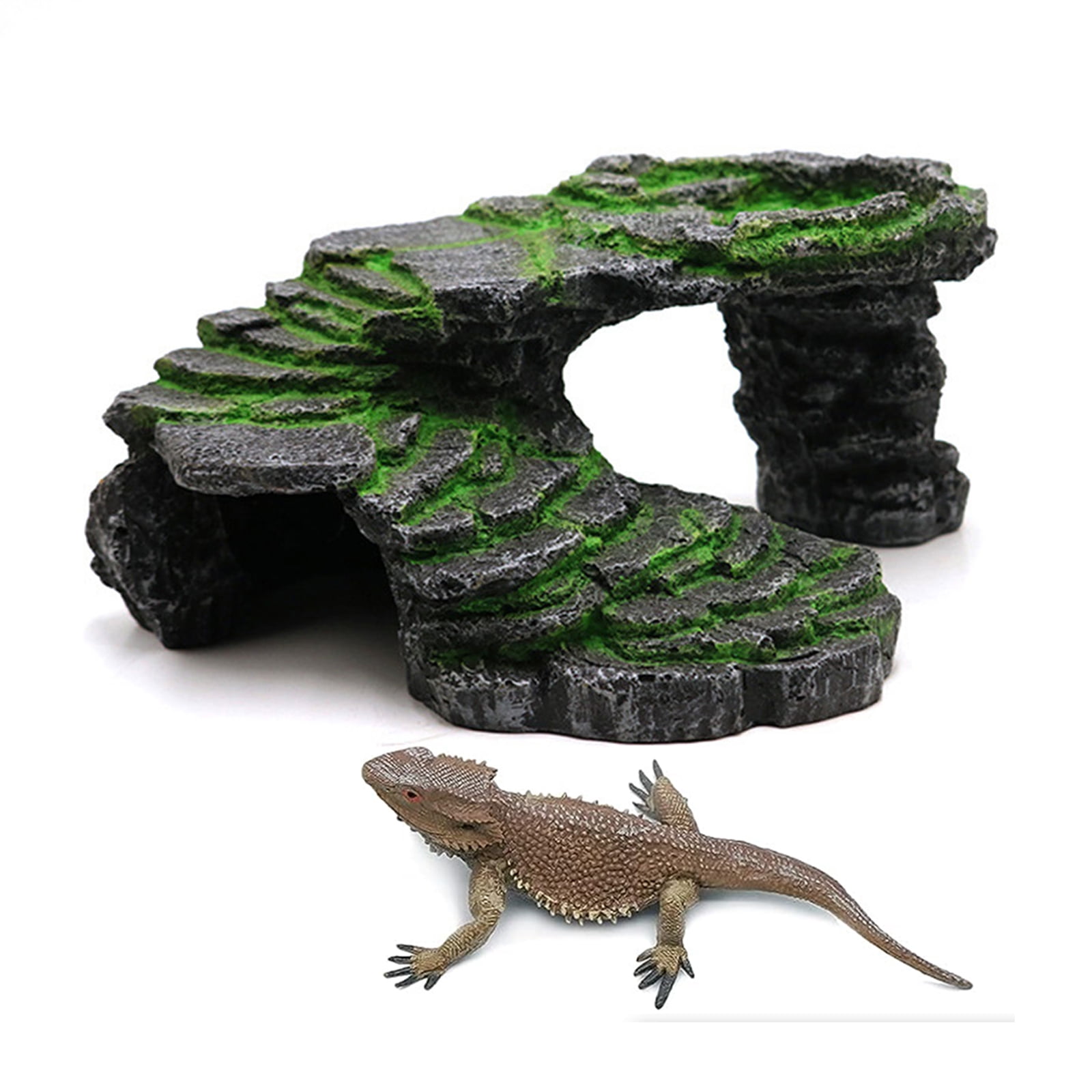 Resin Turtle Basking Platform Bridge Resting Hide Cave Reptiles Tanks Decoration Resin Landscape Rock Cave