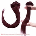 thumbnail image 4 of Benehair 100% Real Remy Human Hair Extensions Clip In 8Pcs Hair Weft Full Head Women #99J Wine Red Hair 8 Pcs 22", 4 of 12