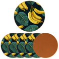 thumbnail image 2 of Banana 6pcs Round Microfiber Leather Coasters, 11x11 cm/4.3x4.3 in - Premium Table Drink Coasters Set for Home and Office, 2 of 6