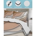 thumbnail image 4 of Quilts Full Size Bedding Set, Brown Ombre Lightweight Quilted Comforter, Modern Geometric Abstract Aesthetic Cream Soft Reversible Bedspread Coverlet with Pillow Covers for All Season, 78" x 90", 4 of 7
