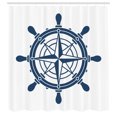 thumbnail image 2 of Ambesonne Nautical Tattoo Shower Curtain, Steering Wheel Art, 69"Wx70"L, Dark Sky Blue and White, 2 of 4