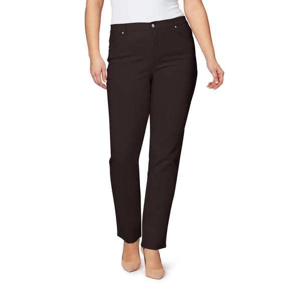 Pantalones Gloria Vanderbilt Amanda de Cintura Alta y Corte Cónico en Color Coffee Roast