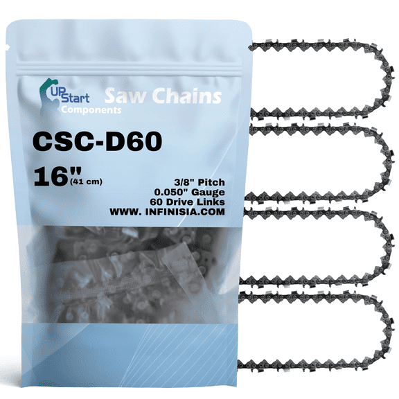 4-Pack 16-Inch Chainsaw Chain Replacement for Husqvarna 365 - D60 (16", 3/8", .050", 60 Drive Links)