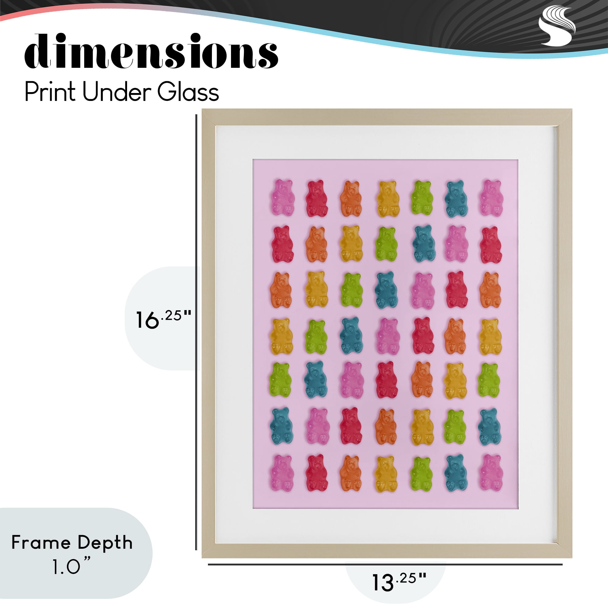 Stupell Industries Soft Rainbow Bears on Pink Birch Framed Print Under Glass, design by LISH Creative