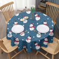 thumbnail image 3 of Blue Christmas Snowman Pattern Round Tablecloth 60"x60",Wrinkle Wipeable Table Cloth for Kitchen Dining Room Picnic Patio Party, 3 of 6