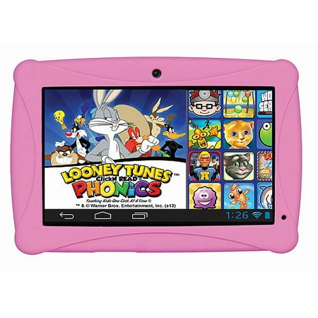 ClickN KIDS 7" Tablet 8GB Memory, Pink - Featuring Looney Tunes Phonics
