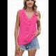 thumbnail image 3 of Camisa de Sin Mangas con Cuello en V, Plisada y Volantes, Holgada, para Mujer, Talla XL, Color Rosa Rojo, 3 of 7