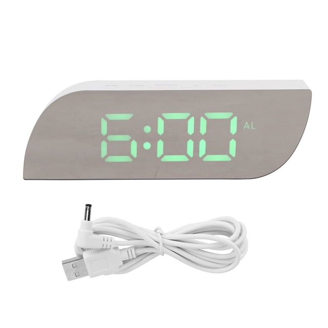 Reloj digital LED con conversión de 12/24 horas y brillo ajustable, despertador de cabecera GHY-0801, verde