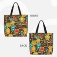 thumbnail image 2 of Fuzoiu Robot and Monsters Print Durable Tote Bag,Shoulder Bag with Zipper Closure,Casual Tote's Handbag,for Daily Use, Shopping, School, Work, 2 of 6