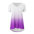 thumbnail image 4 of Ltctricy T Shirts for Women Trendy Short Sleeve V Neck High Low Hem Gradient Flowy Tunic Tops Casual Loose Tee Blouses, 4 of 5