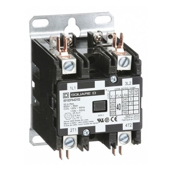Square D DefPurposeMagContactor,110/120VAC,2P,40A 8910DPA42V02