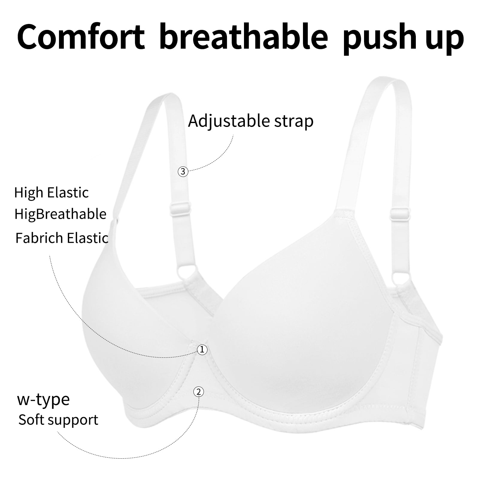 6PC Pack Women Push Up Bra Everyday Underwear Comfortable Lingerie Bralette with Support Anti-Sag-Size80D/36D