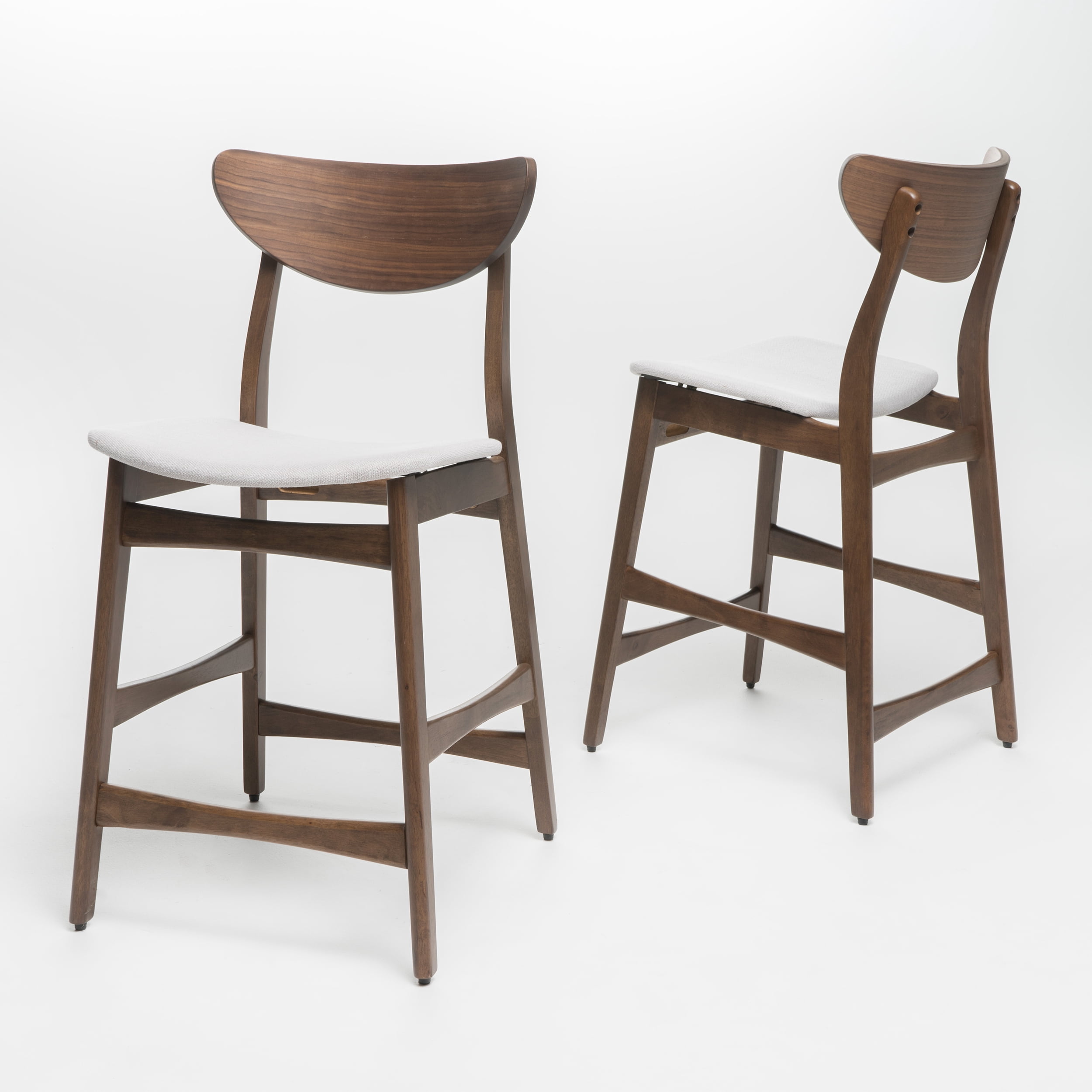 Noble House Mitchell Counter Height Dining Set, Walnut, Beige