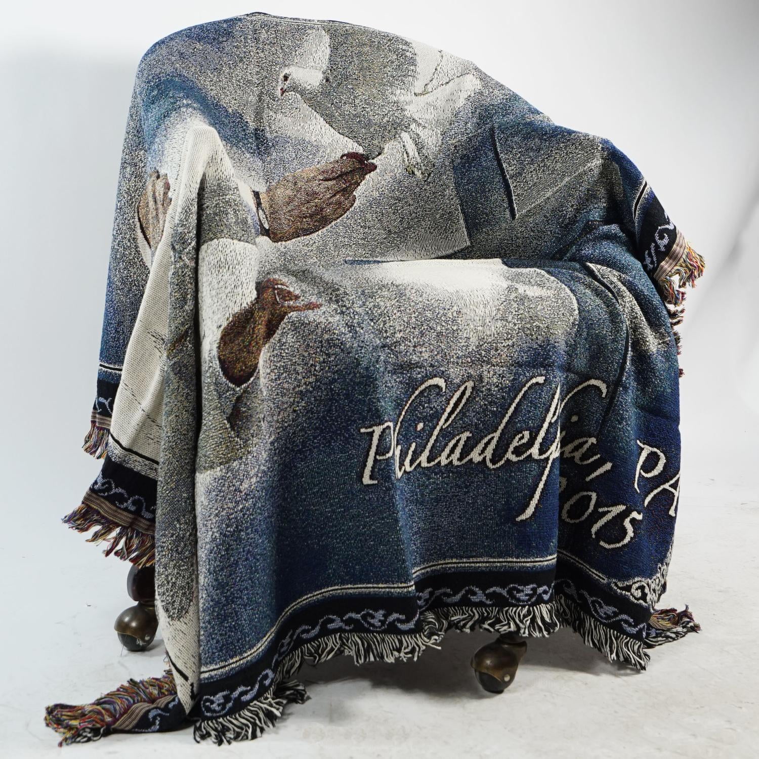 Pope and Dove Philadelphia 2015 Religious Tapestry Throw Blanket 50" x