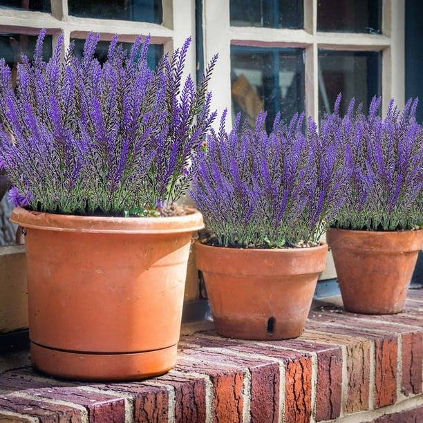 Ramo de Lavanda Artificial, 10 Unidades, 15 Pulgadas de Largo, Flores Artificiales de Plástico con Polvo Flocado Blanco, Realista, para Decoración de Bodas, Hogar, Jardín, Oficina, Balcón y Baño.