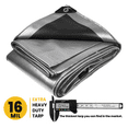 thumbnail image 6 of Protarp 16 Mil Extreme Heavy Duty Tarp Camping Tarpaulin Waterproof Cover, Silver/Black 10′ X 12′Ft, 6 of 7
