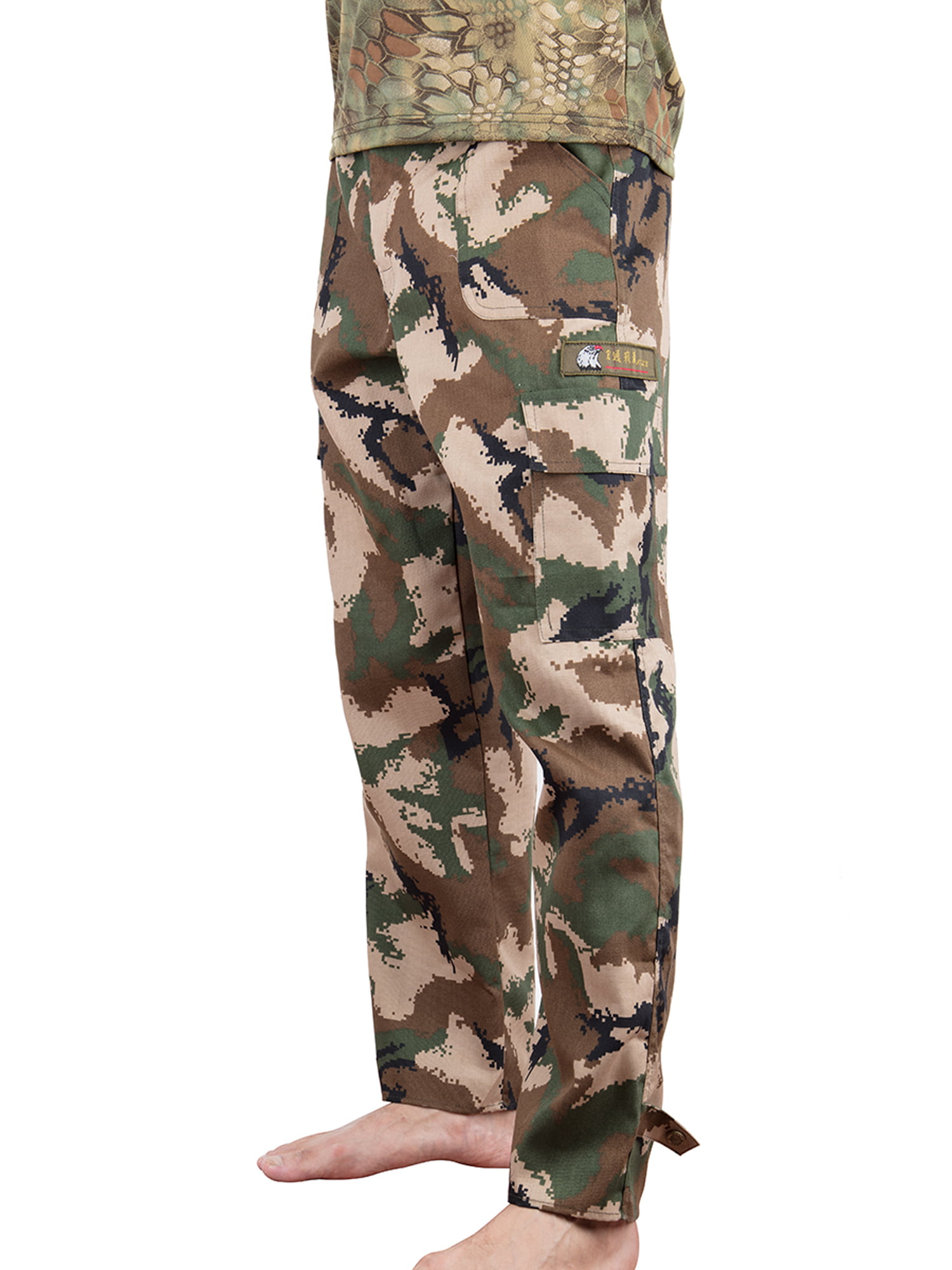 Mens Adults Jogging Bottoms Unisex Camouflage Como Army  With Zip Pockets Cargo 