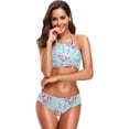 thumbnail image 4 of Dreamtimes Peony Roses Flowers Blue Swimsuits Padded Bikini Sets Sexy Swimwear for Women, Large, 4 of 7